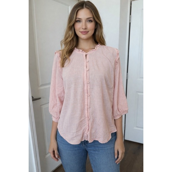 LC Lauren Conrad Tops - Lauren Conrad Pink and White Stripe Peasant Top‎ Women's Size XXL